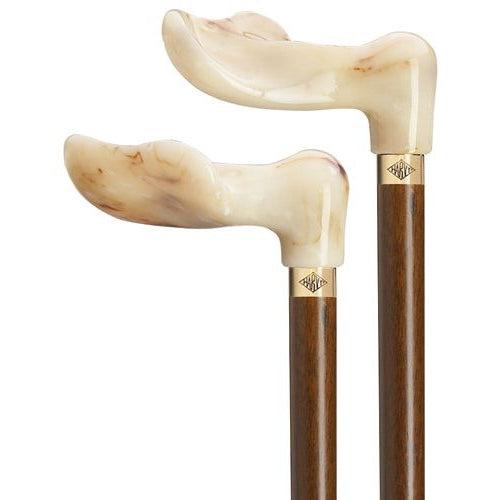 Marbleized White Palm Grip Walking Cane